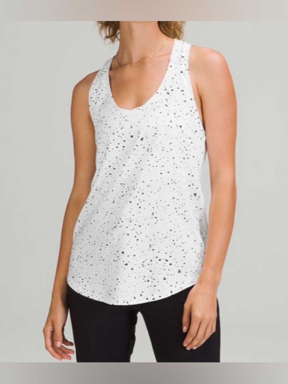 lululemon athletica White Tank Top with Black Speckle Print size 4